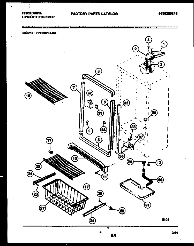 CABINET PARTS Diagram and Parts List for FFU20F6AW4  Frigidaire Freezer