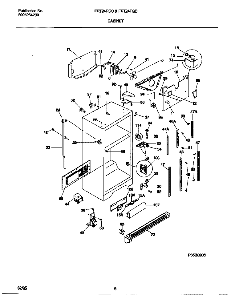 CABINET Diagram and Parts List for FRT24RGCB0  Frigidaire Refrigerator