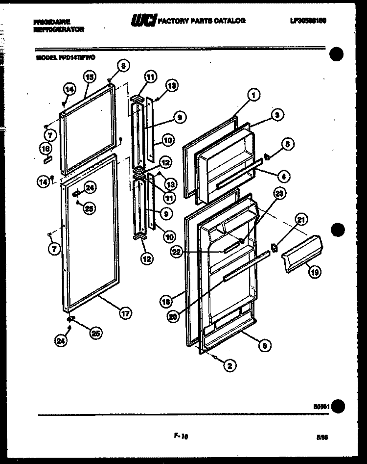 DOOR PARTS Diagram and Parts List for FPD14TIFA0  Frigidaire Refrigerator