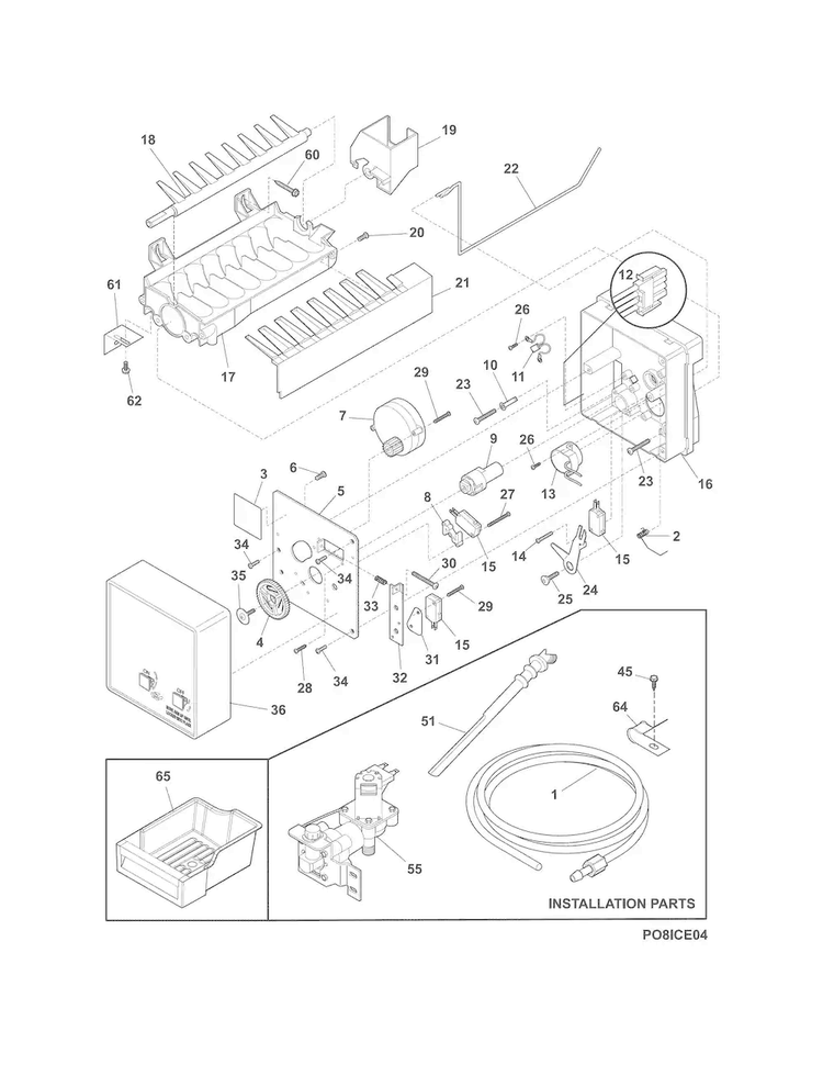 Ice Maker Diagram and Parts List for E32AF85PQSB  Electrolux Freezer