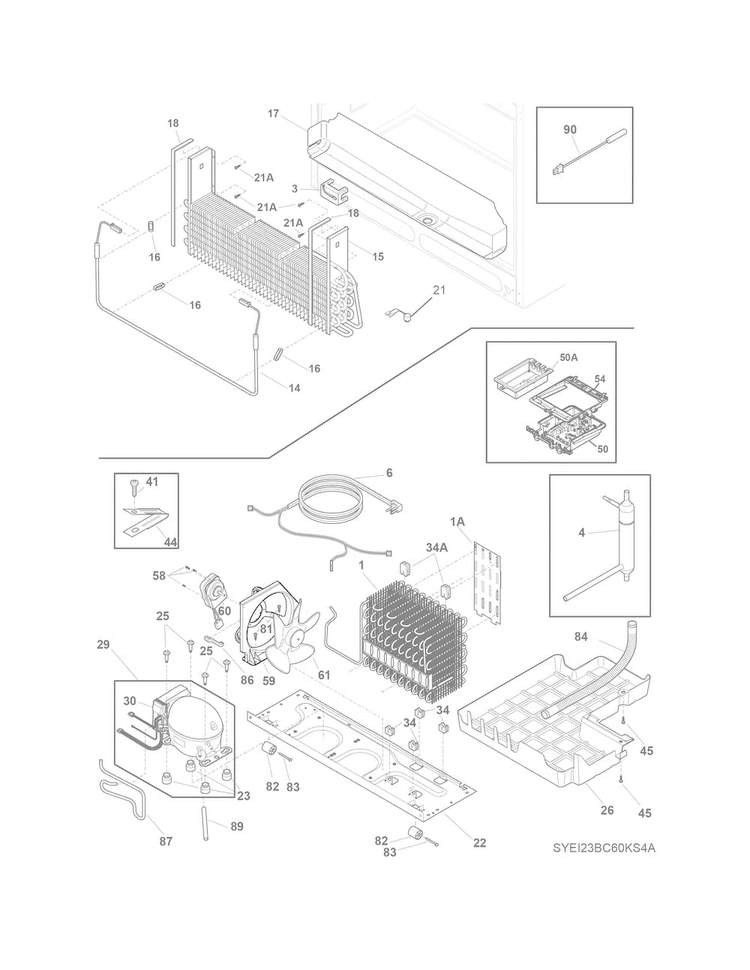 Cooling System Diagram and Parts List for EI23BC30KS4A  Electrolux Refrigerator