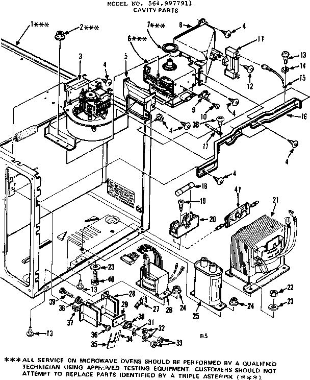 Cavity Parts Diagram and Parts List for 5649977911  Kenmore Microwave