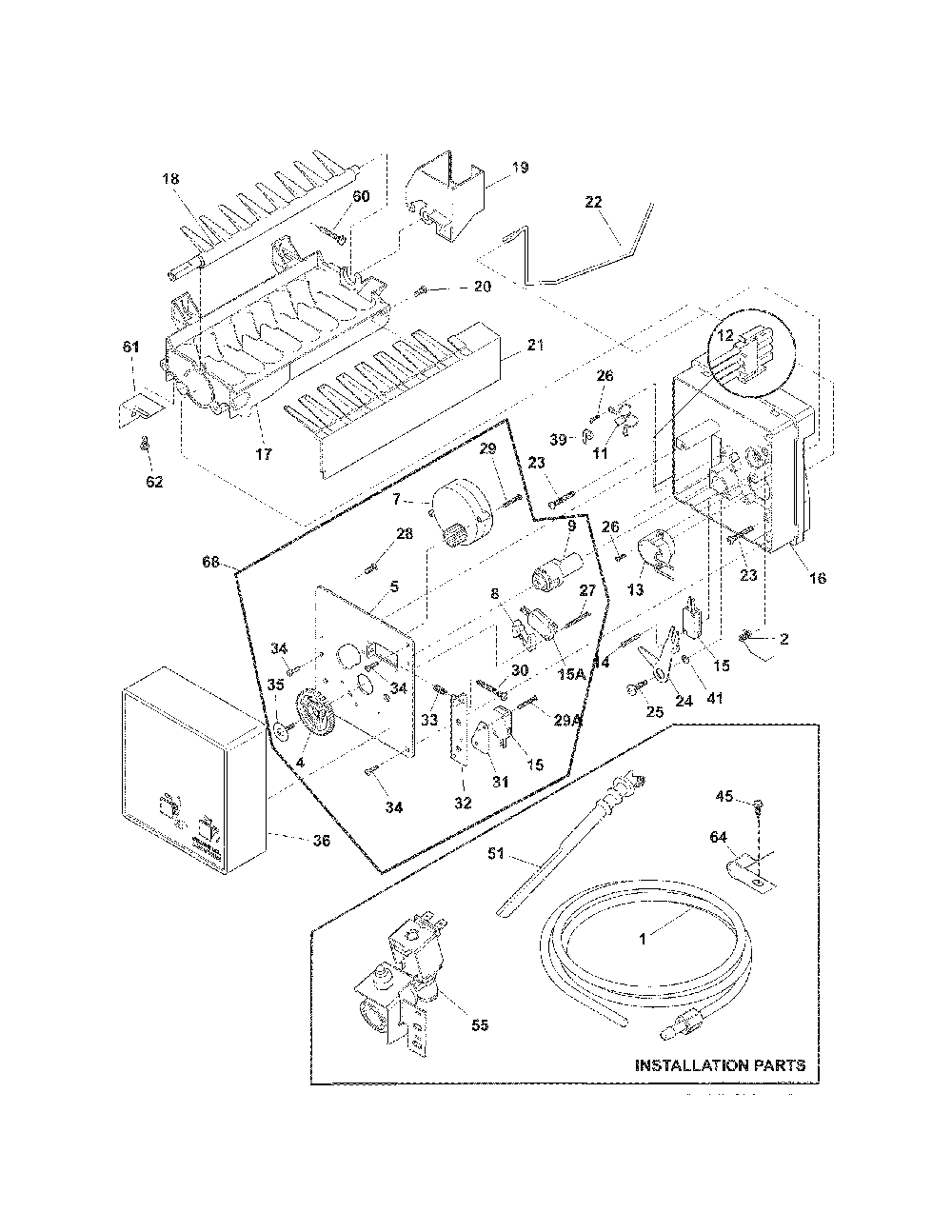 Ice maker Diagram and Parts List for 25378894014  Kenmore Refrigerator