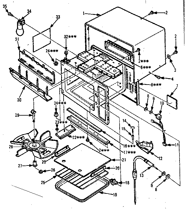 Cabinet Parts Diagram and Parts List for 5648898610  Kenmore Microwave