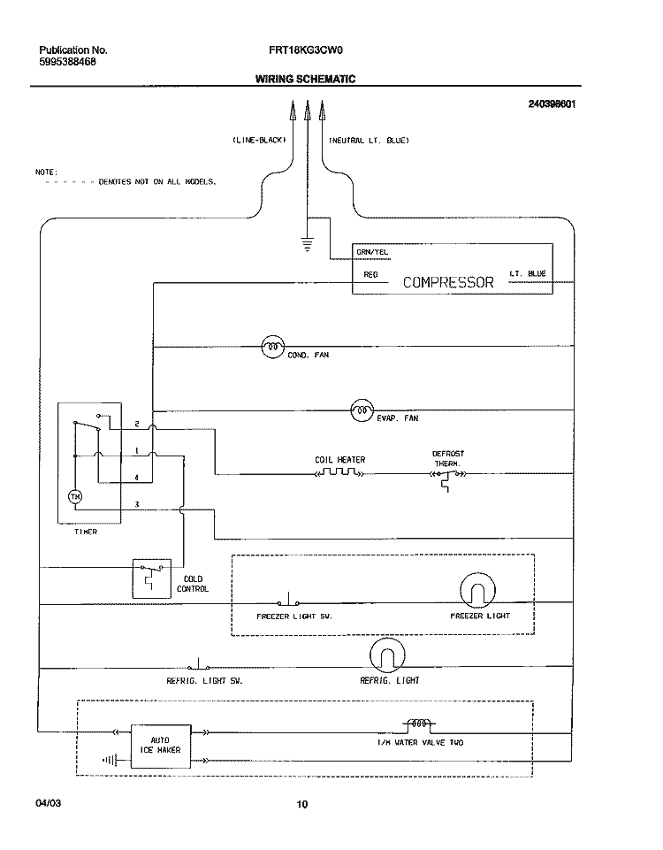 WIRING SCHEMATIC Diagram and Parts List for FRT18KG3CW0  Frigidaire Refrigerator