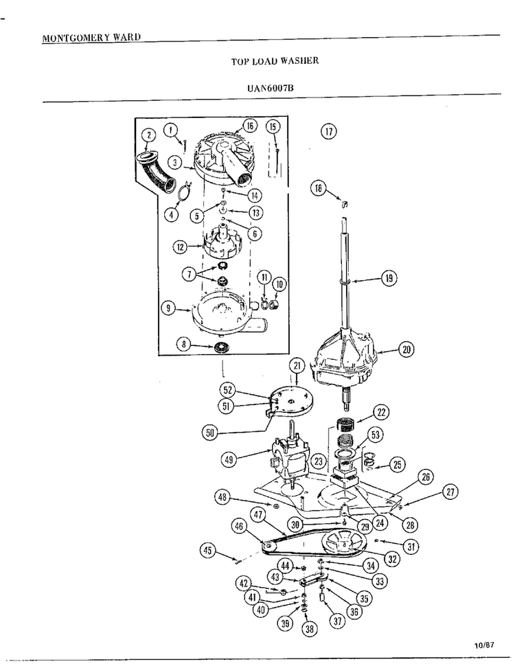Washer Page 6 Diagram and Parts List for 6007B  Frigidaire Washer
