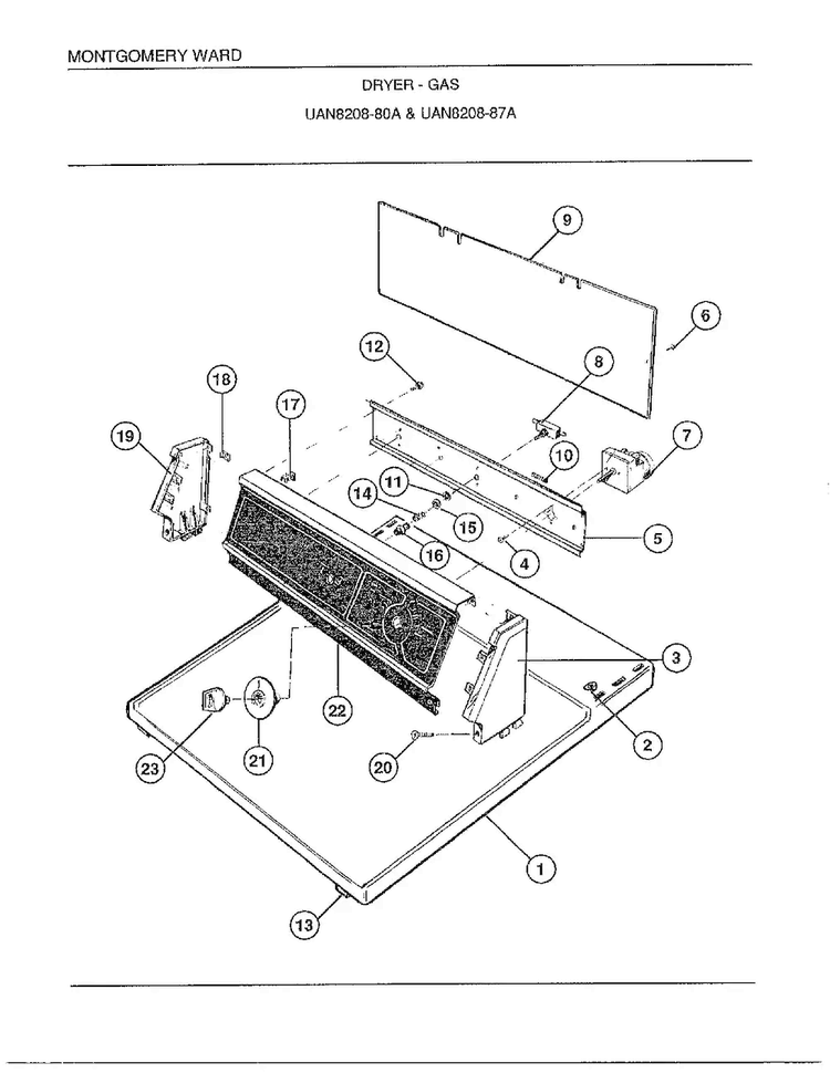 Dryer Diagram and Parts List for 8208A  Frigidaire Dryer