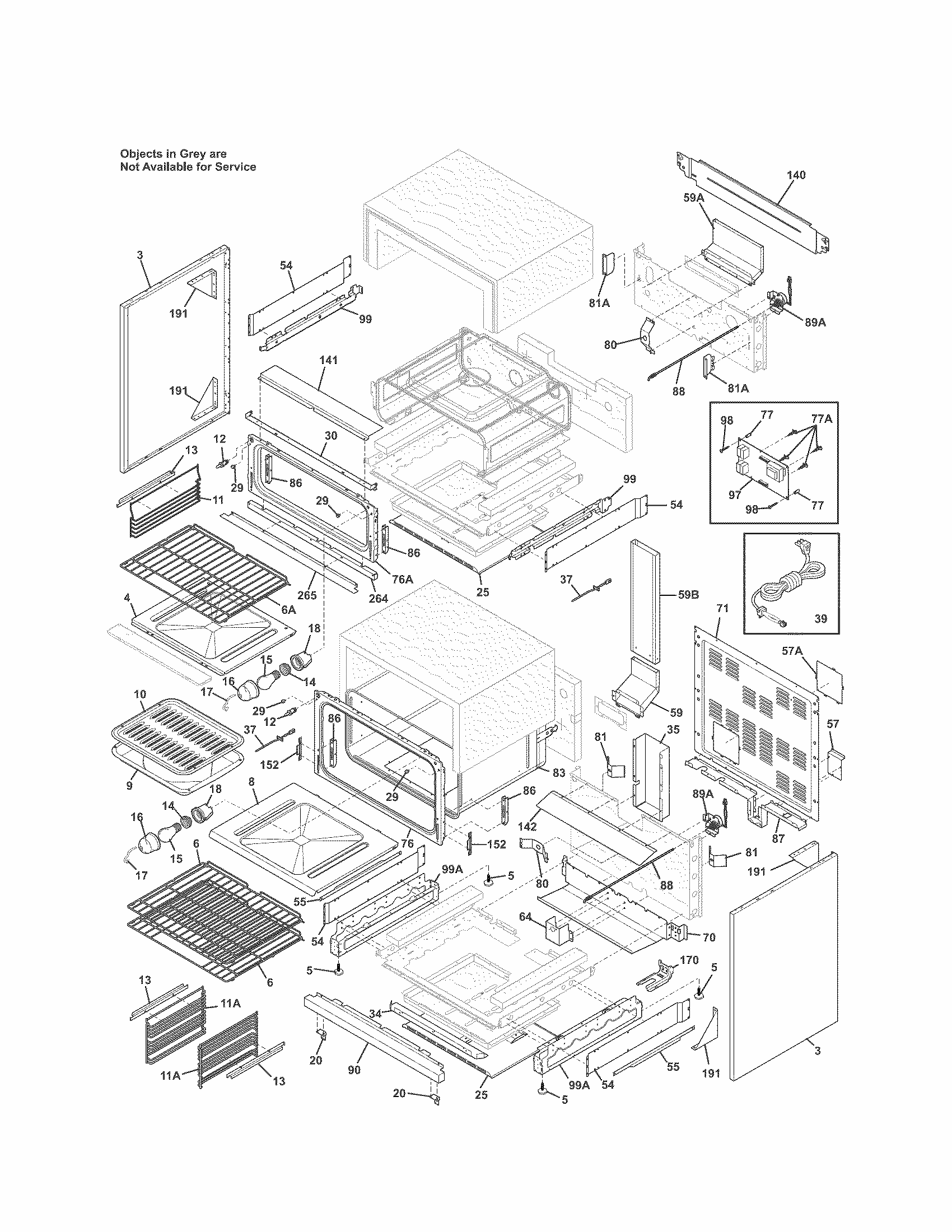Body Diagram and Parts List for 79078019002  Kenmore Range