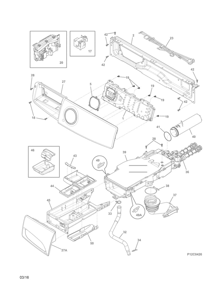 Control Panel Diagram and Parts List for EFLW417SIW0  Electrolux Washer