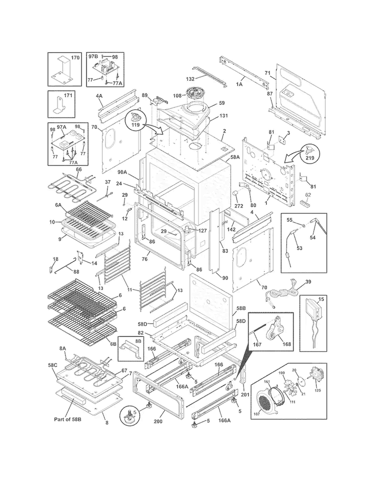 Body Diagram and Parts List for EW30DS6CGS8  Electrolux Range