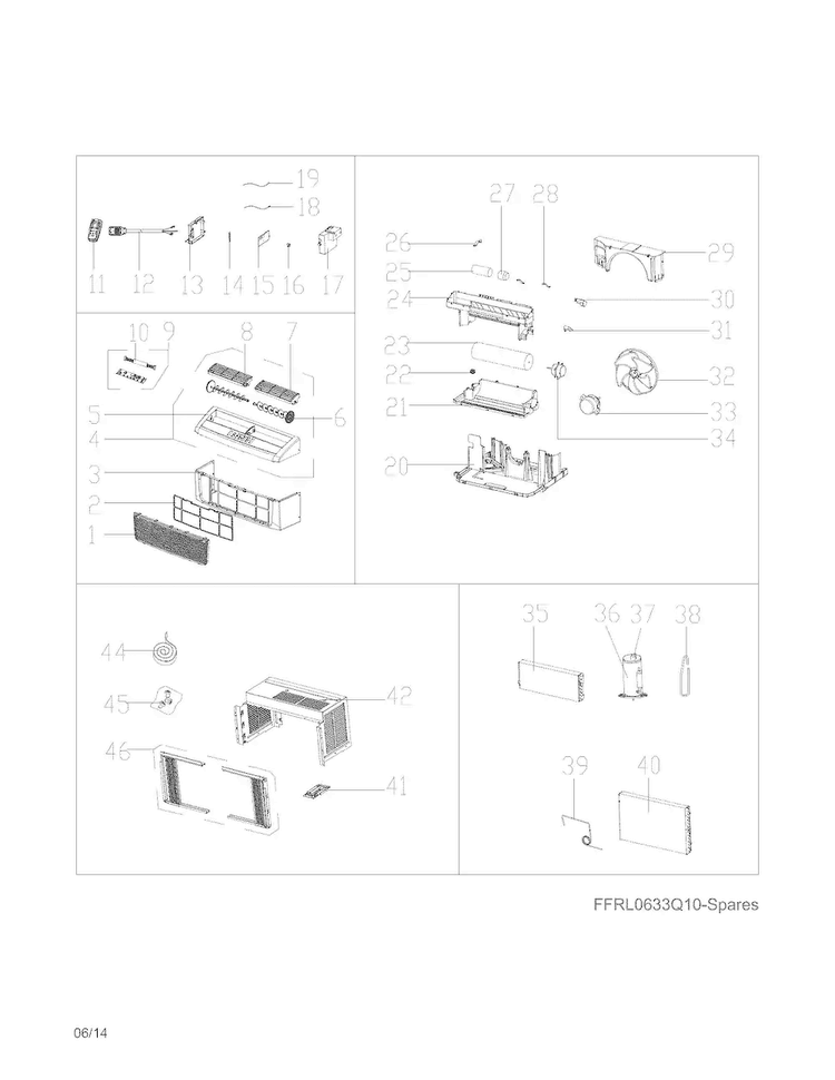 Recommended Spare Parts Diagram and Parts List for FFRL0633Q11  Frigidaire Air Conditioner