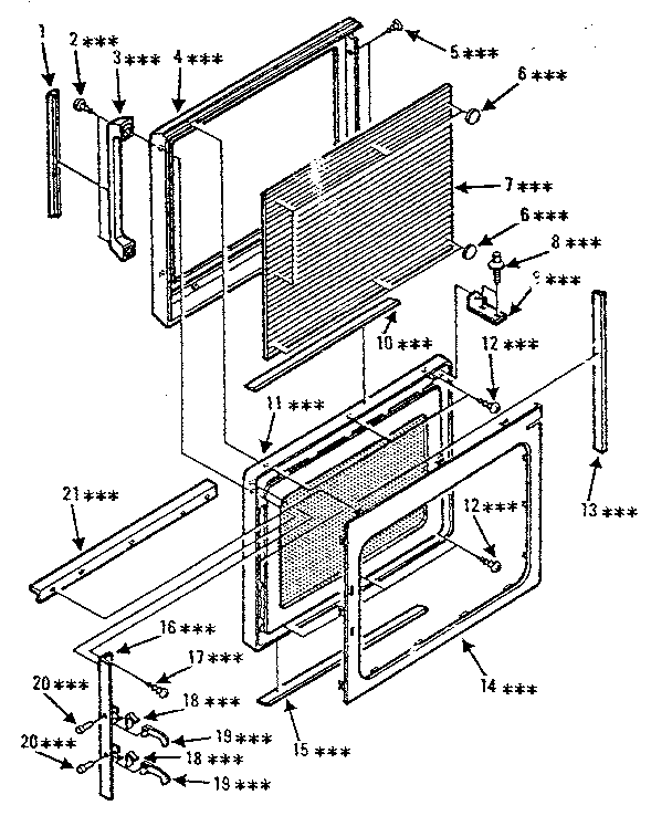 Door Diagram and Parts List for 5648896280  Kenmore Microwave