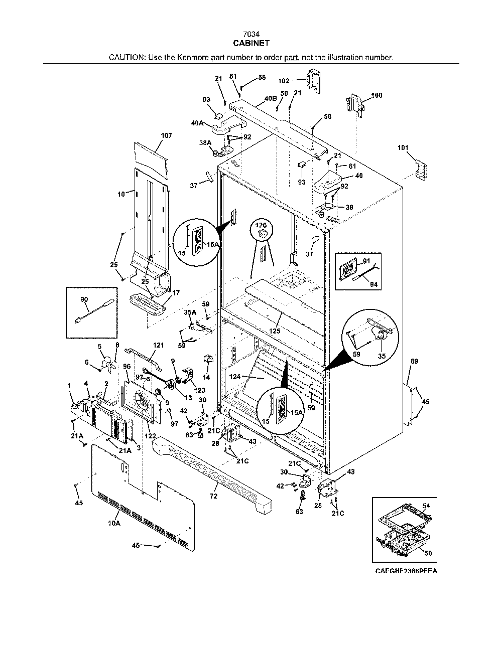 Cabinet Diagram and Parts List for 2537034241F  Kenmore Refrigerator