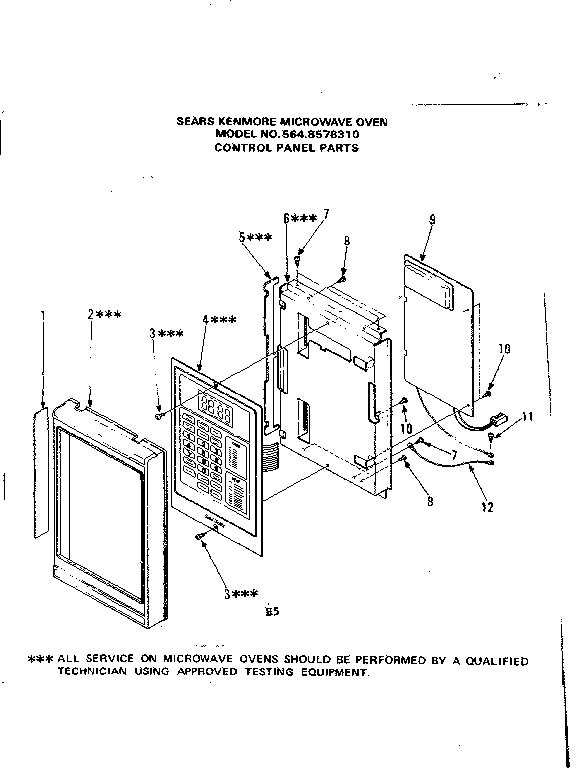 Control Panel Parts Diagram and Parts List for 5648578310  Kenmore Microwave