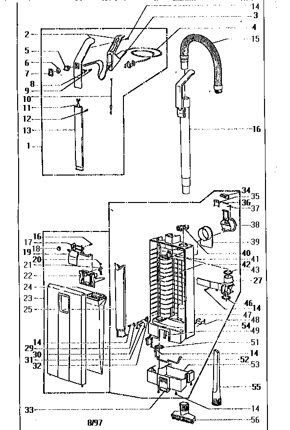 Filter Bag Housing And Handle Diagram and Parts List for 11931012790  Kenmore Canister Vacuum