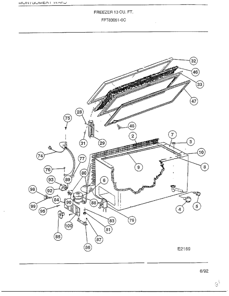 Freezer 13 Cubic Feet Diagram and Parts List for 83051-0C  Frigidaire Freezer