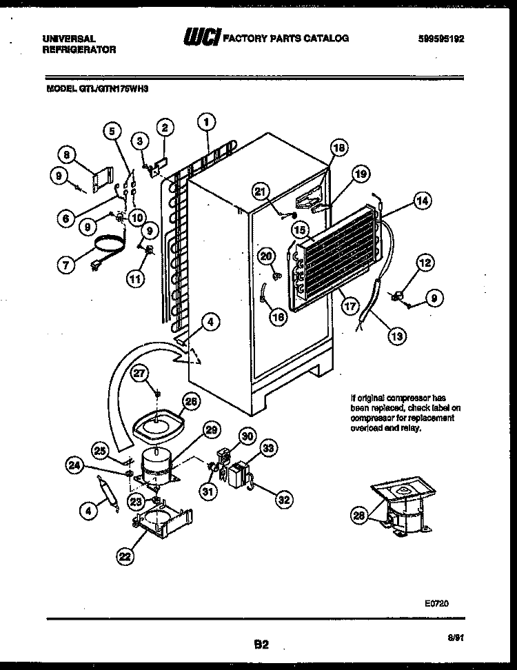 SYSTEM AND AUTOMATIC DEFROST PARTS Diagram and Parts List for GTL175BH3  Uni Refrigerator