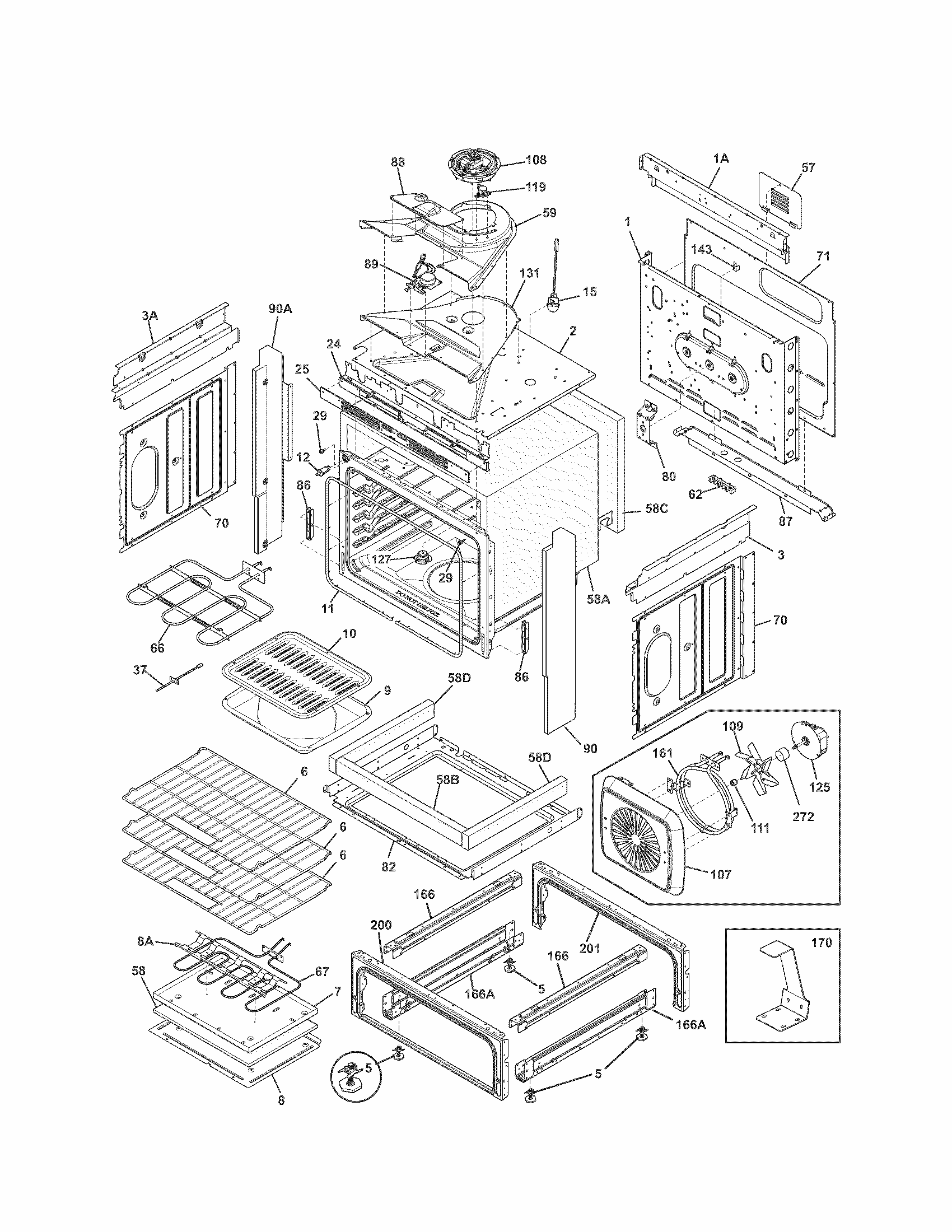 Body Diagram and Parts List for 79042542310  Kenmore Range