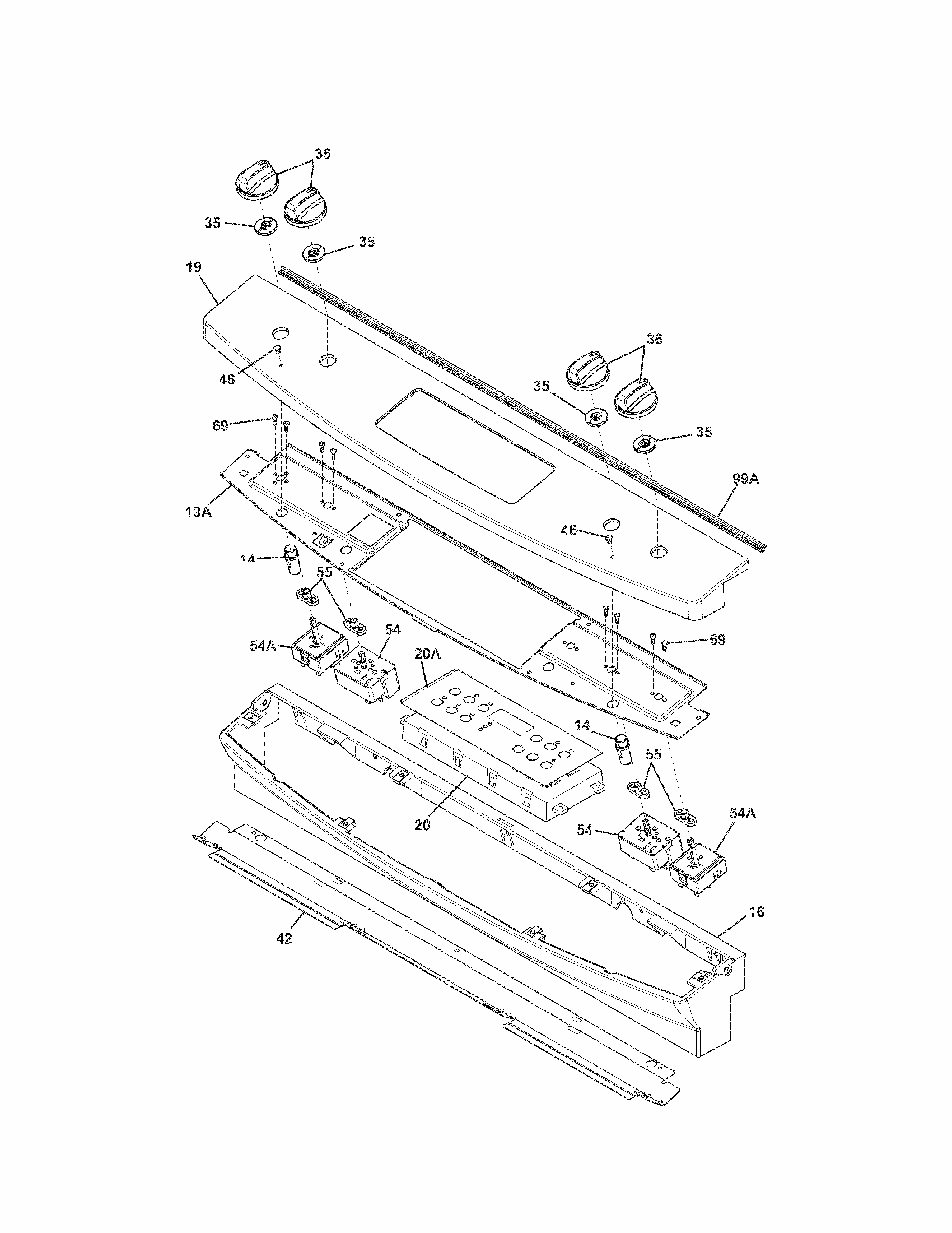 Backguard Diagram and Parts List for 79042531310  Kenmore Range