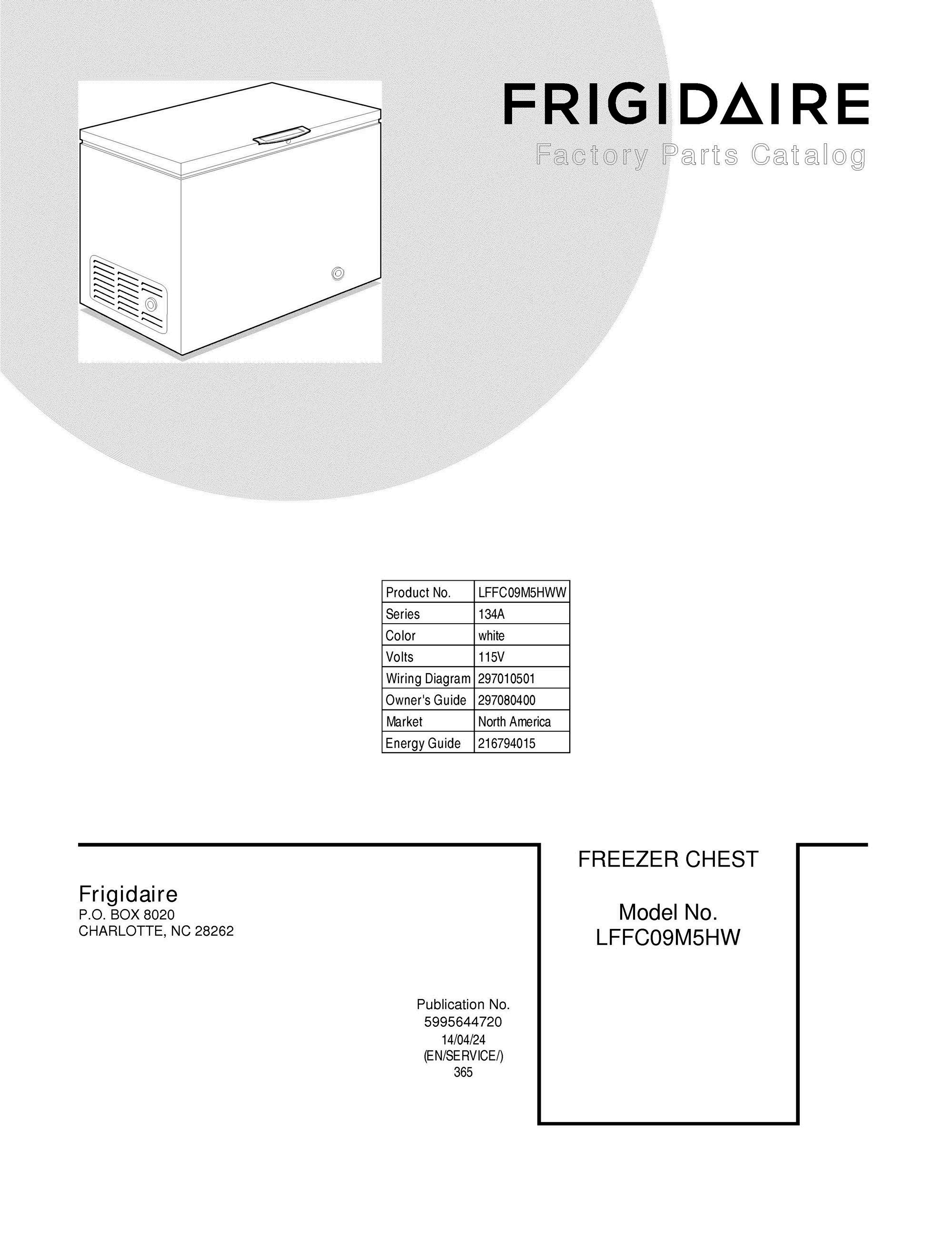 01 - COVER Diagram and Parts List for LFFC09M5HWW  Frigidaire Freezer