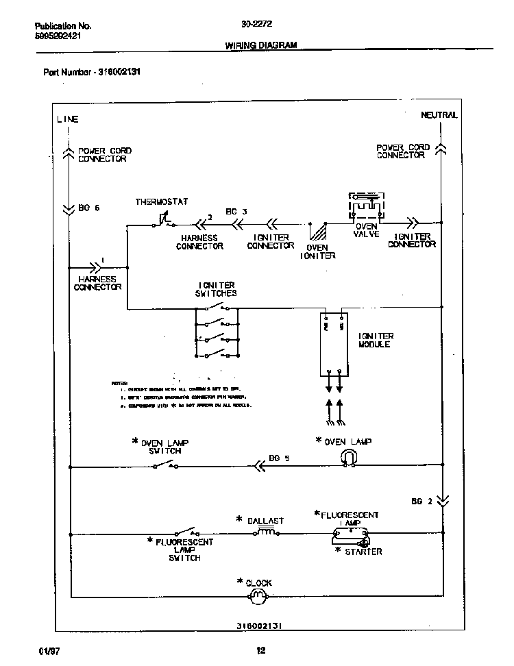 Wiring Diagram Diagram and Parts List for 30-2272-00 07 Tappan Range