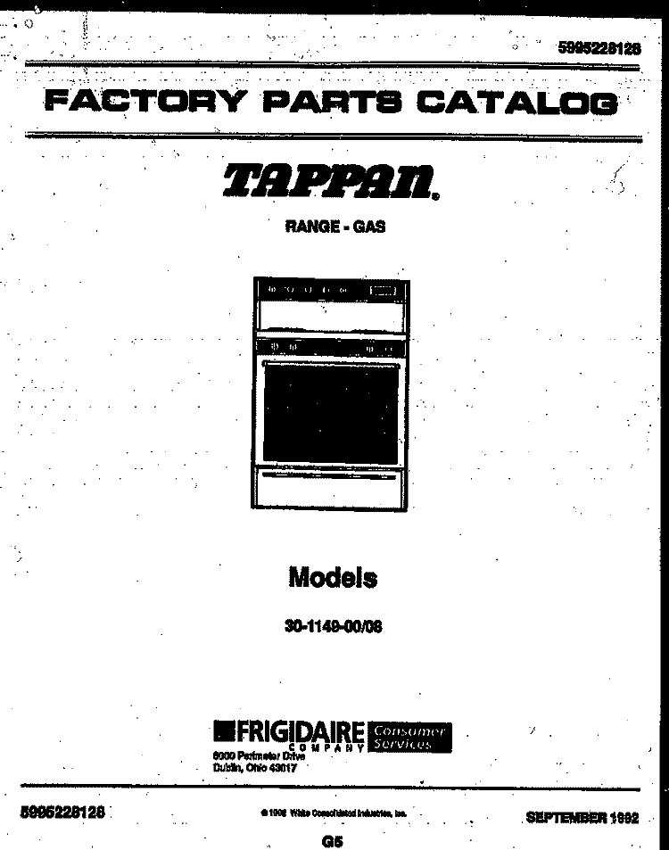 BURNER, MANIFOLD AND GAS CONTROL Diagram and Parts List for 30-1149-23-08  Tappan Range