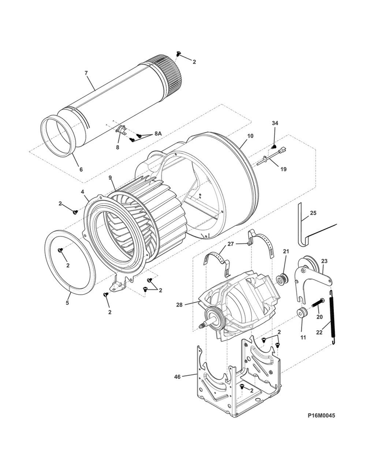 Motor Diagram and Parts List for EFMC517SIW0  Electrolux Dryer