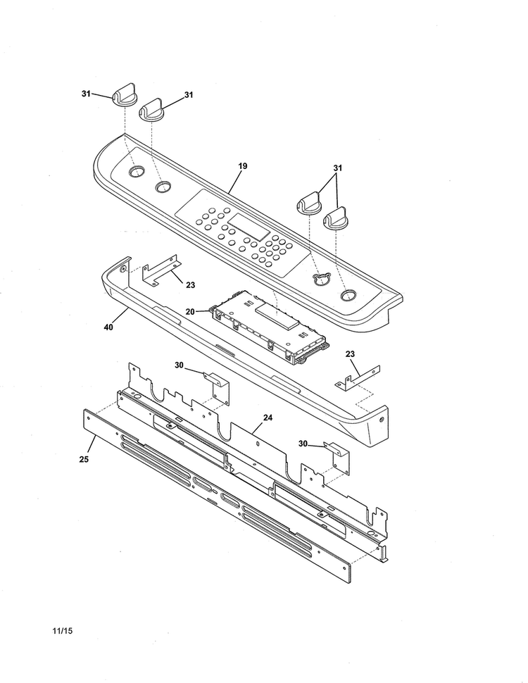 Backguard Diagram and Parts List for CGDS3065PFD  Frigidaire Range