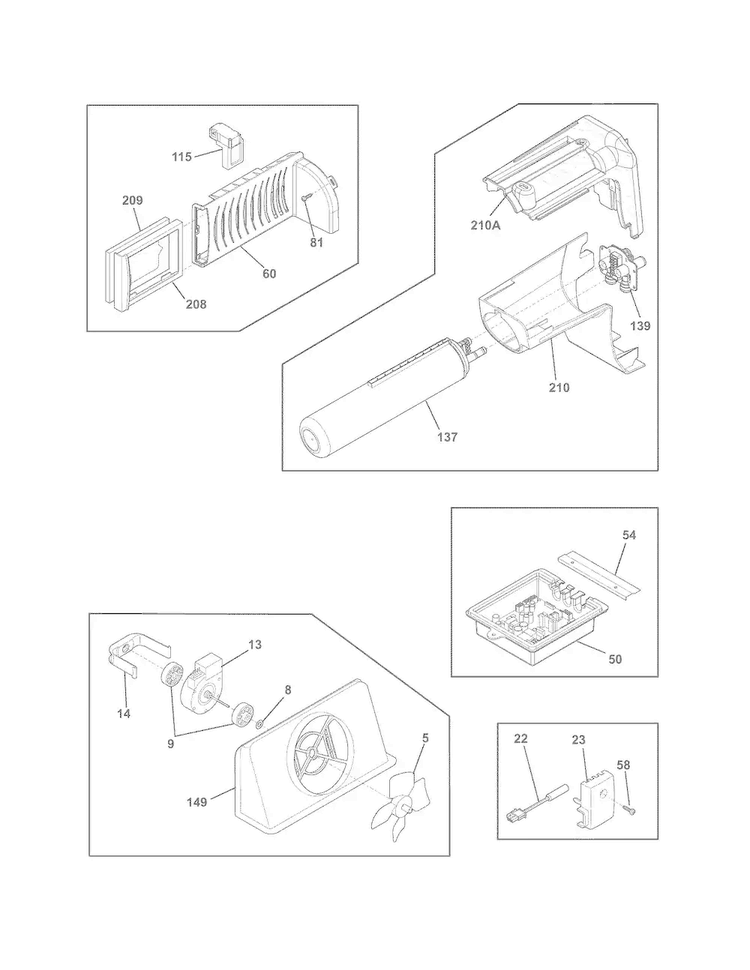 Controls Diagram and Parts List for FGHC2331PF7  Frigidaire Refrigerator