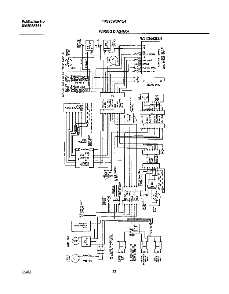 WIRING DIAGRAM Diagram and Parts List for FRS23W3AW3  Frigidaire Refrigerator