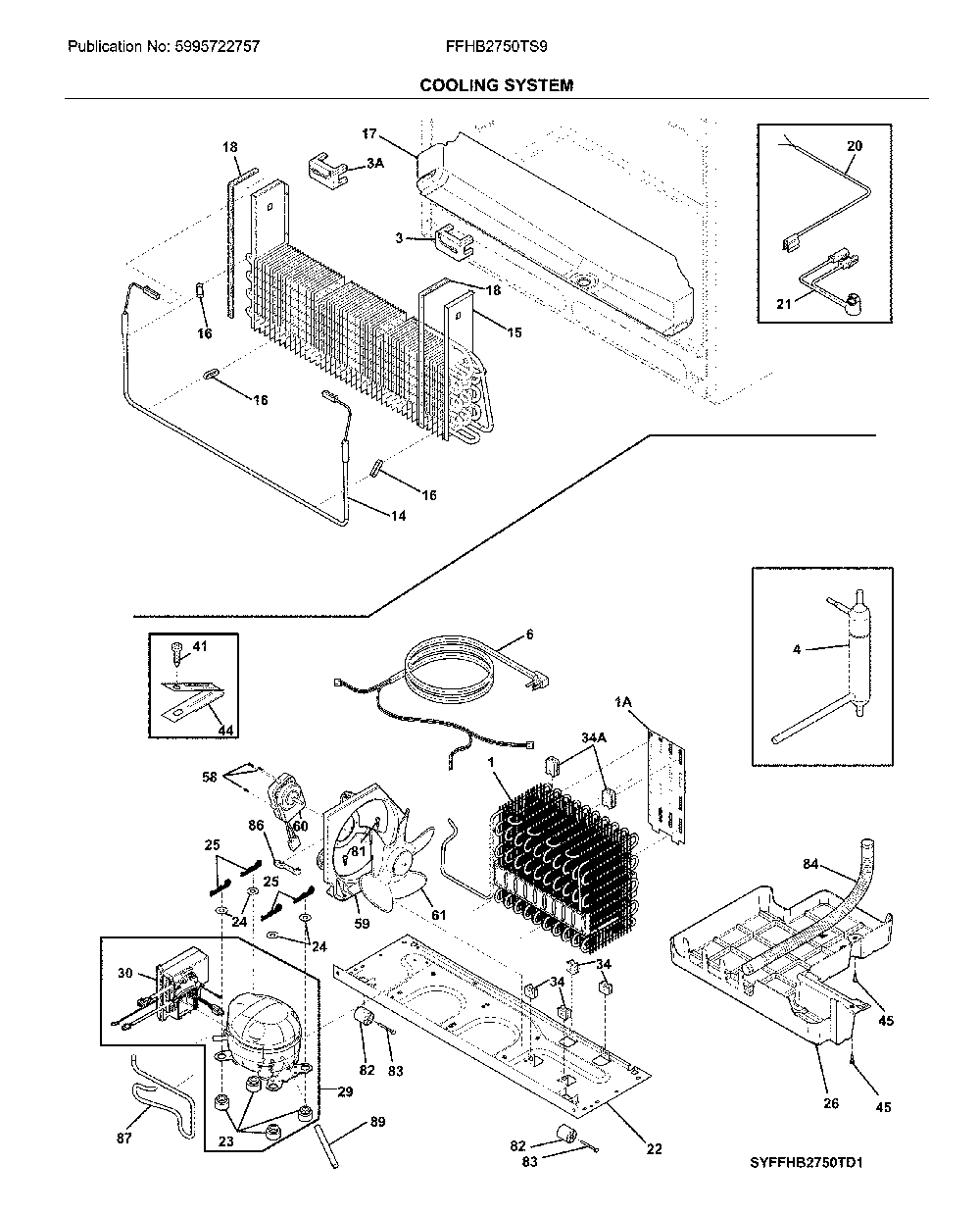 System Diagram and Parts List for FFHB2750TS9  Frigidaire Refrigerator