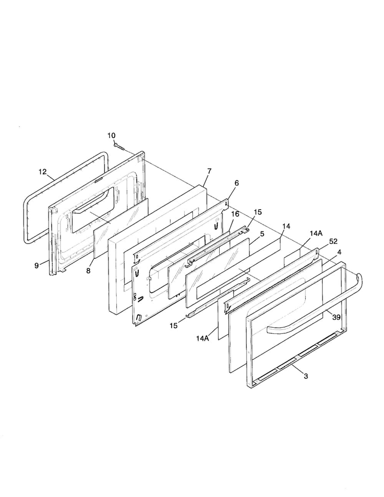 Door Diagram and Parts List for TEF365CHTA  Tappan Range
