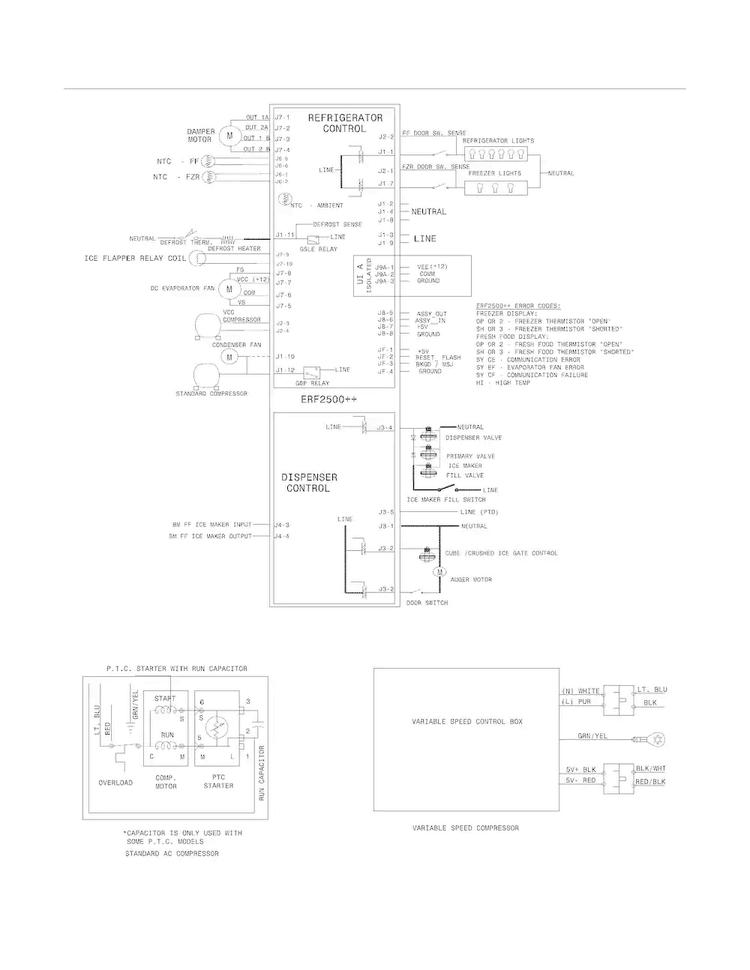 Wiring Schematic Diagram and Parts List for FGUS2632LE2  Frigidaire Refrigerator