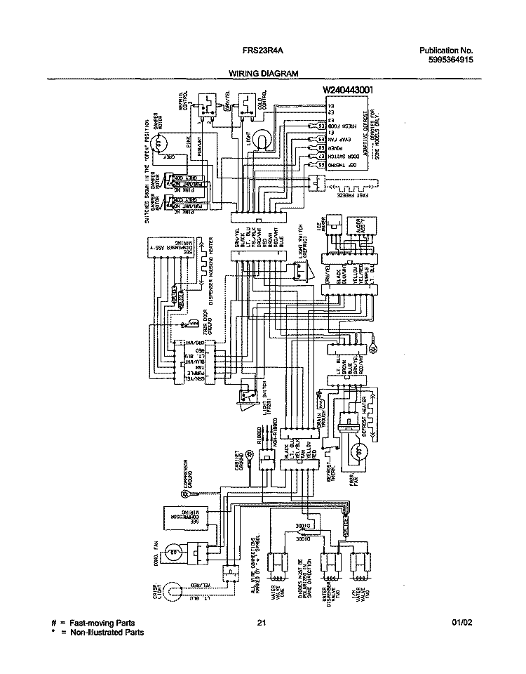 WIRING DIAGRAM Diagram and Parts List for FRS23R4AW3  Frigidaire Refrigerator