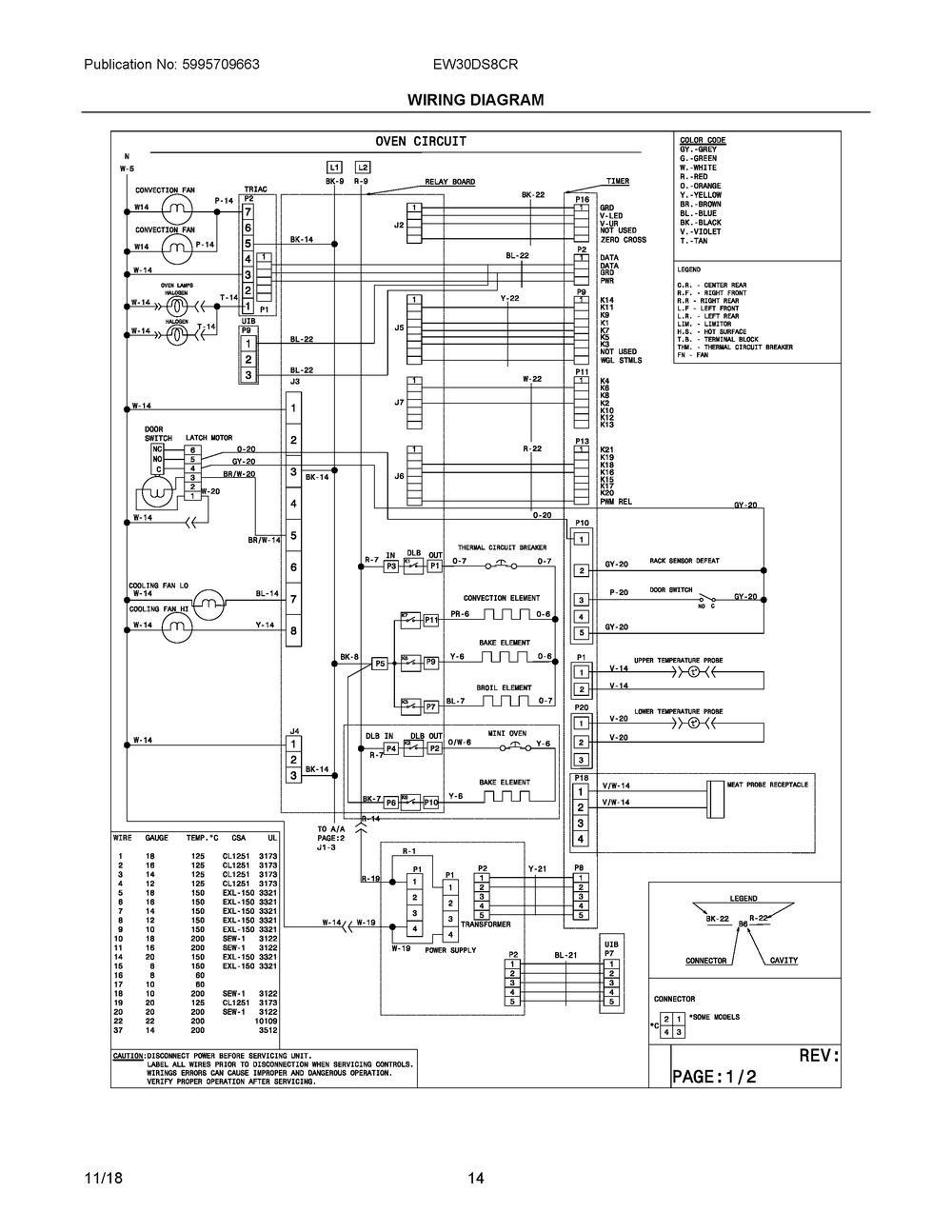 Wiring Diagram Diagram and Parts List for EW30DS8CRSE  Frigidaire Range