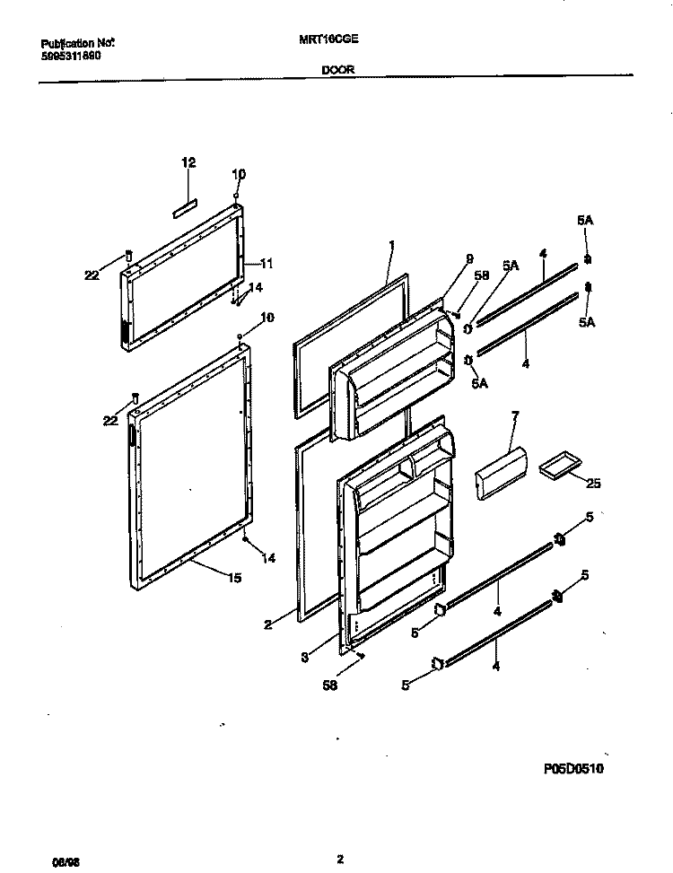 DOORS Diagram and Parts List for MRT16CGEW6  Frigidaire Refrigerator