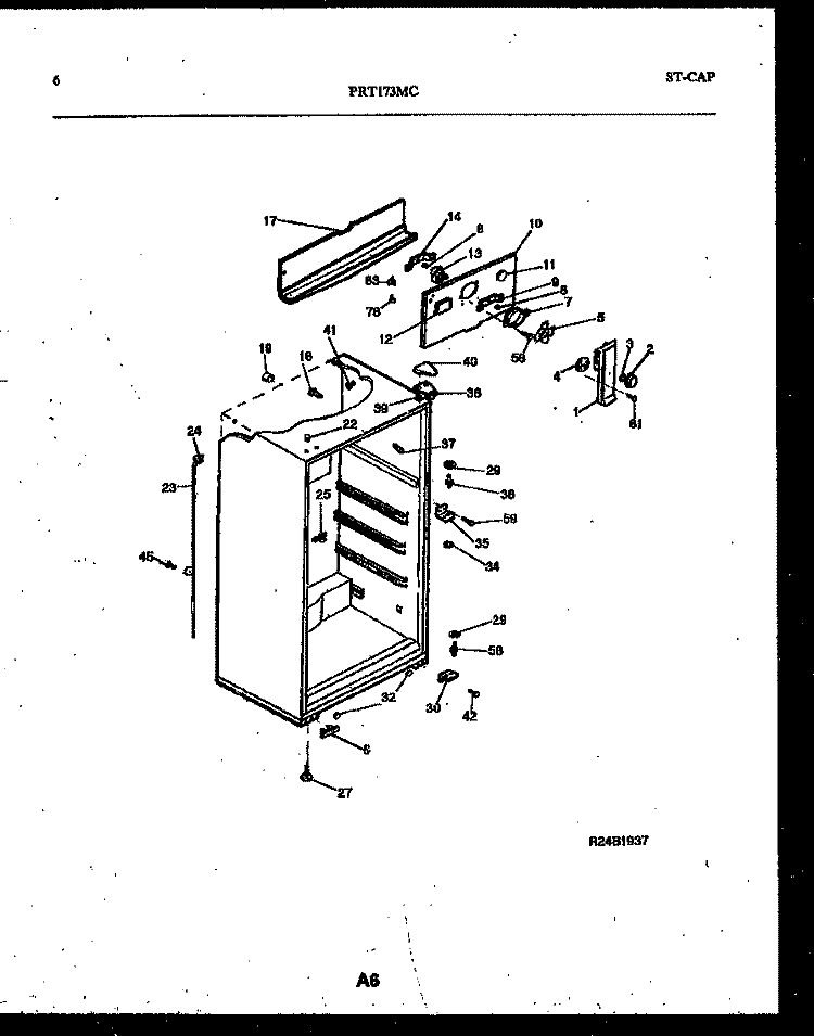 CABINET PARTS Diagram and Parts List for PRT173MCD2  Frigidaire Refrigerator