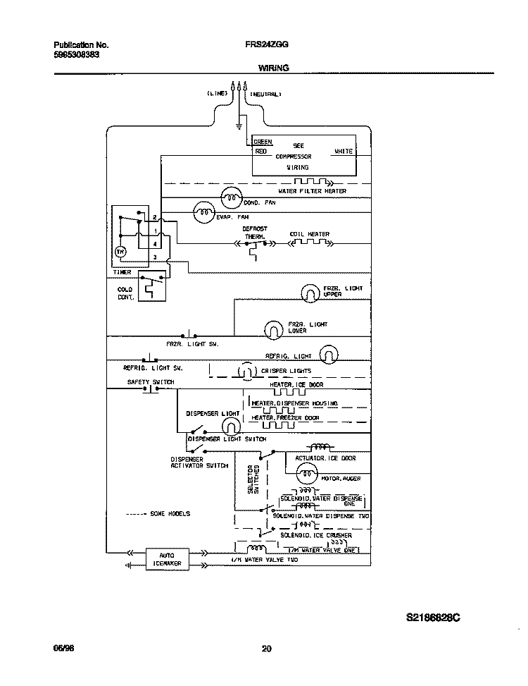 WIRING DIAGRAM Diagram and Parts List for FRS24ZGGB0  Frigidaire Refrigerator