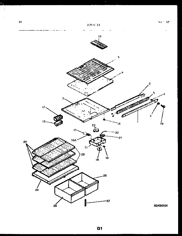 SHELVES AND SUPPORTS Diagram and Parts List for FPD17TFH1  Frigidaire Refrigerator