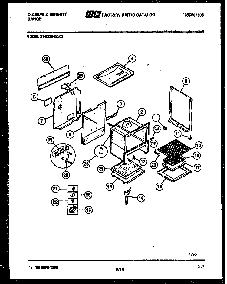 BODY PARTS Diagram and Parts List for 31-6239-00-02  Tappan Range