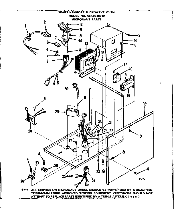 Microwave Parts Diagram and Parts List for 5648548310  Kenmore Microwave