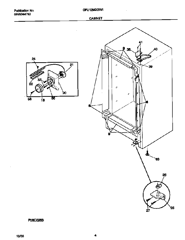 Cabinet Diagram and Parts List for GFU12M2GW1  Gibson Freezer