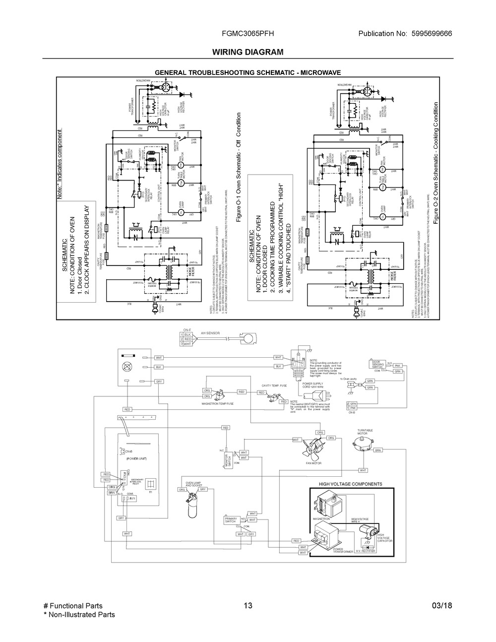Wiring Diagram Diagram and Parts List for FGMC3065PFH  Frigidaire Microwave Oven Combo