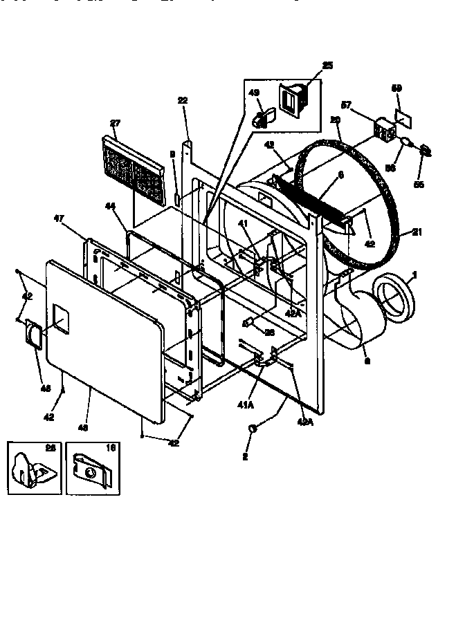 Front Panel/lint Filter Diagram and Parts List for FSE747GC  Frigidaire Dryer