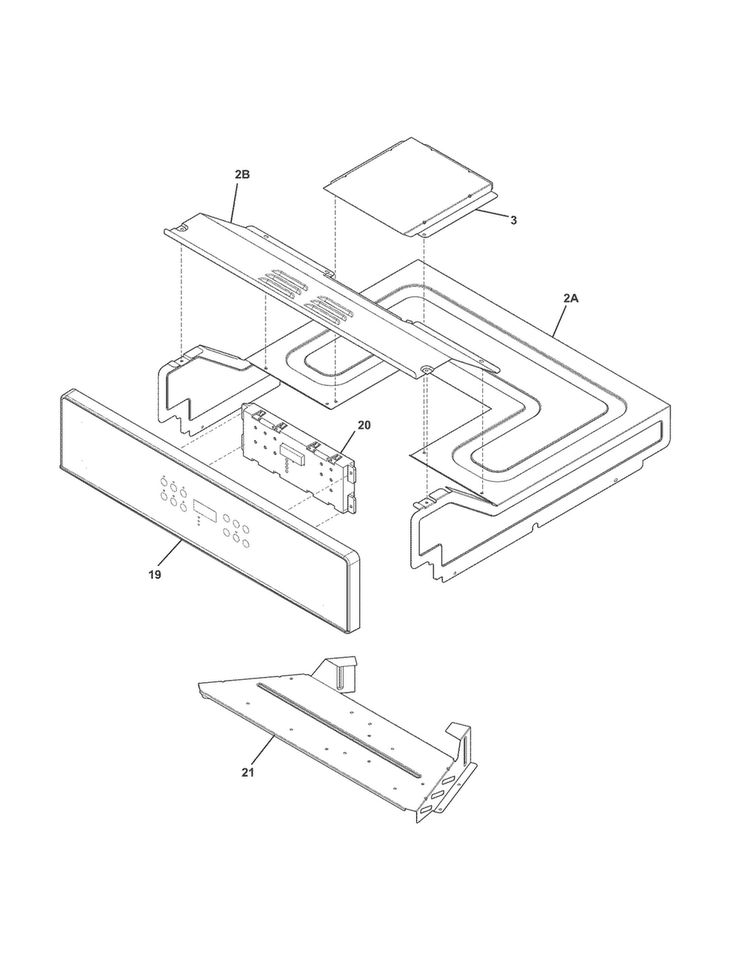 Control Panel Diagram and Parts List for FFEW2725PBA  Frigidaire Wall Oven