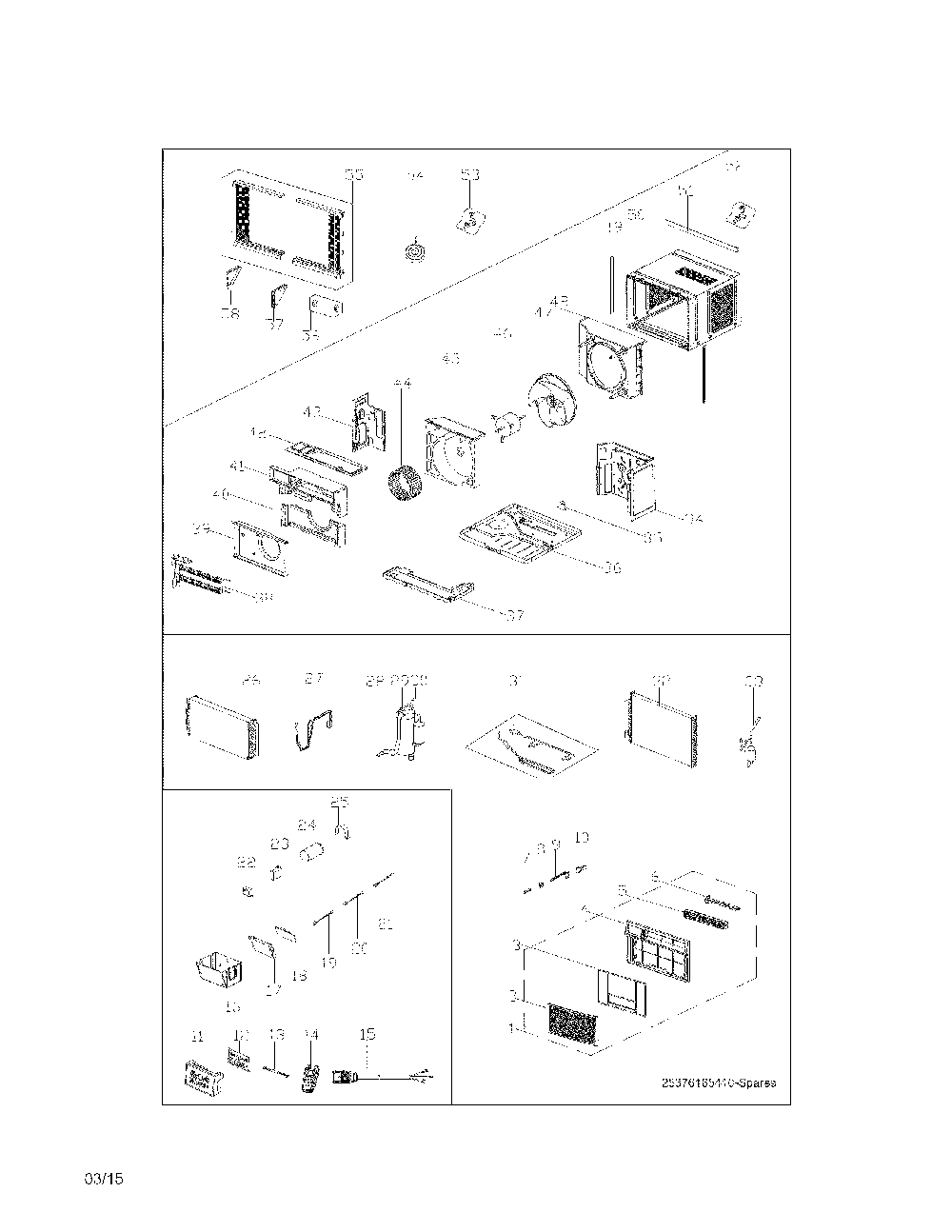 Recommended spare parts Diagram and Parts List for 25377185410  Kenmore Air Conditioner