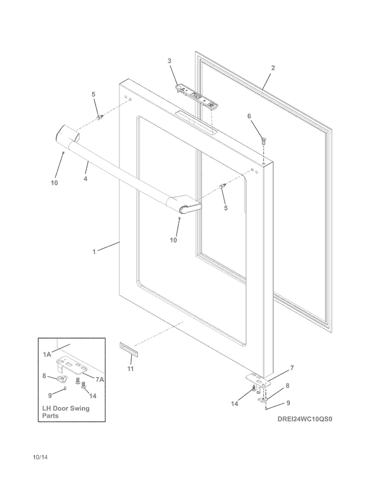 Doors Diagram and Parts List for EI24BC10QS0  Electrolux Wine and Beverage Cooler