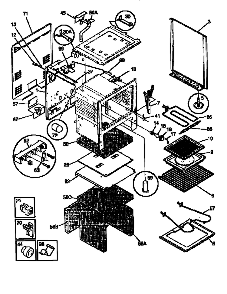 Body Diagram and Parts List for EF367CABB  Frigidaire Range
