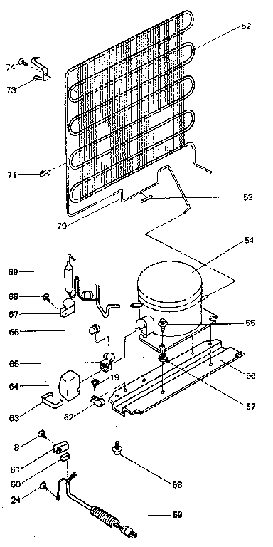 Refrigeration Unit Diagram and Parts List for 5648912820  Kenmore Refrigerator