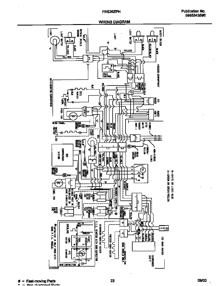 WIRING DIAGRAM Diagram and Parts List for FRS26ZPHD3  Frigidaire Refrigerator